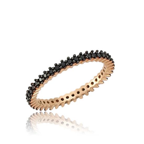 Silver Single Row Black Full Circle Women’s Wedding Ring