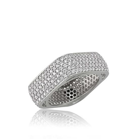 Silver 5 Row Cornered Full Circle Women’s Wedding Ring