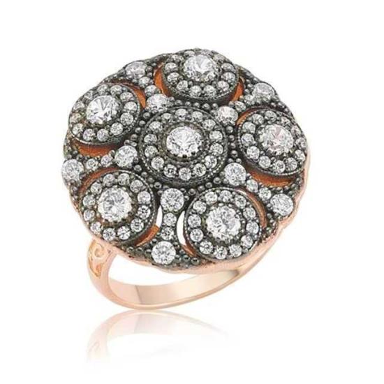 Silver Rose Diamond Mounted Women’s Ring