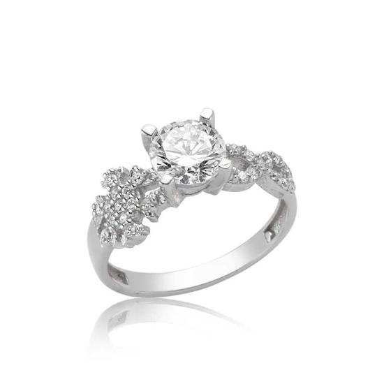 Silver Snowflake Infinity Solitaire Women’s Ring