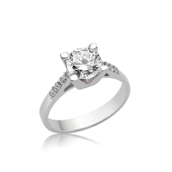 Silver Single Stone Women’s Ring