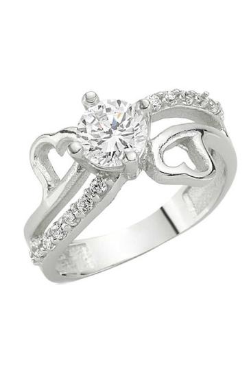 Silver Heart Single Stone Women’s Ring