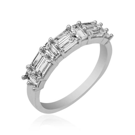 Silver Sequential Baguette Stone Women’s Ring