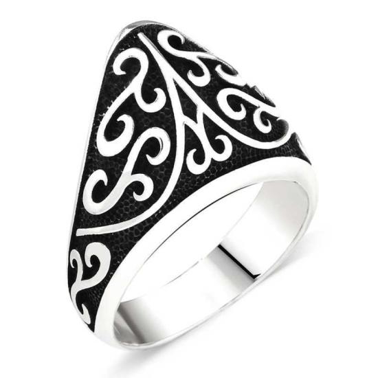 Silver Patterned Archer Men’s Ring