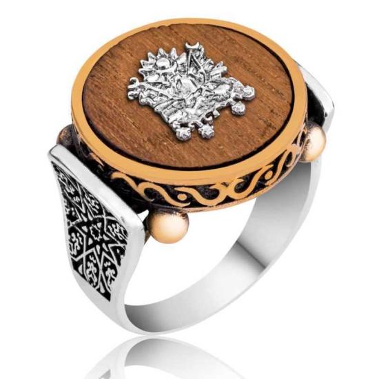 Silver Rosewood Tree Ottoman State Coat of Arms Men’s Ring