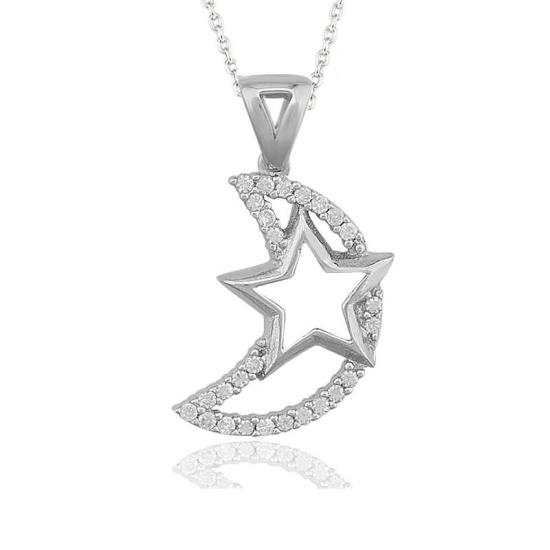 Silver Crescent Star Women’s Necklace