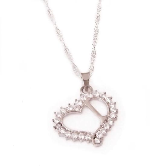 Silver I Letter Heart Women’s Necklace