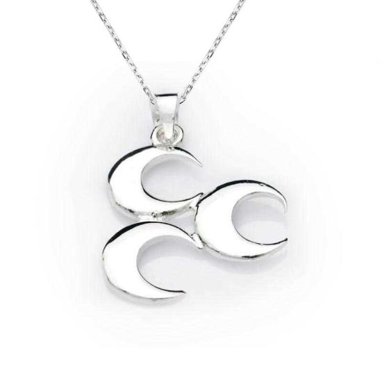 Silver Three Crescent Necklace