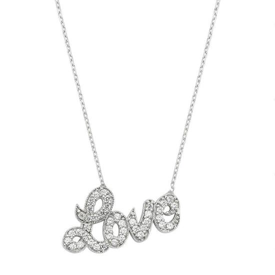 Silver Love Written Women’s Necklace