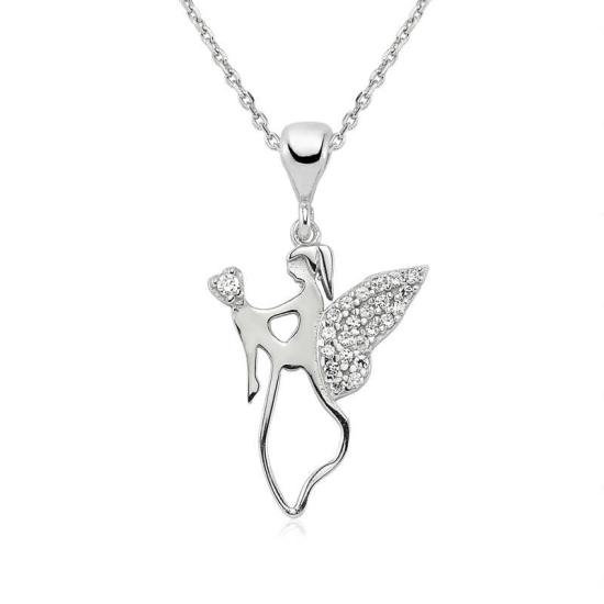 Silver Angel Mom Necklace for Women