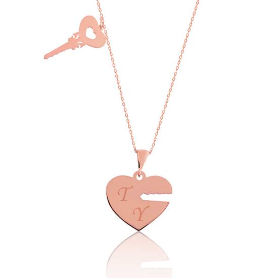 Gümüş Rose Kalbimin Anahtarı İsimli Bayan Kolye