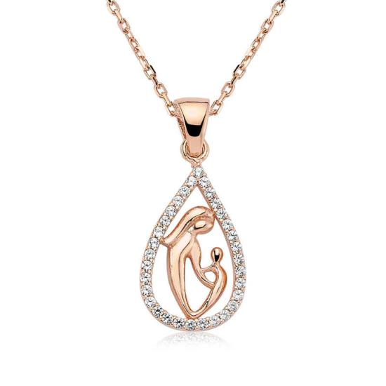 Silver Drop Mother and Child Necklace