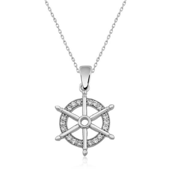 Silver Ship’s Wheel Necklace