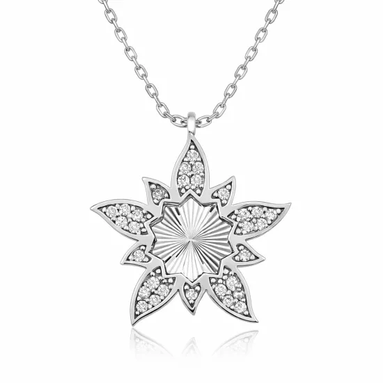 Silver Lotus Flower Women’s Necklace