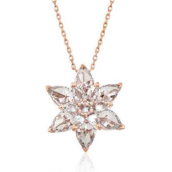 Silver Rose White Lotus Flower Necklace