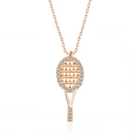 Silver Rose Tennis Racket Women’s Necklace