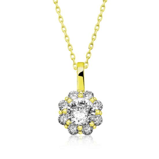 Silver Gold Flower Necklace