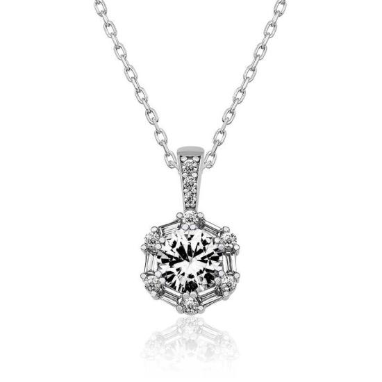 Silver Ice White Baguette Stone Women’s Necklace