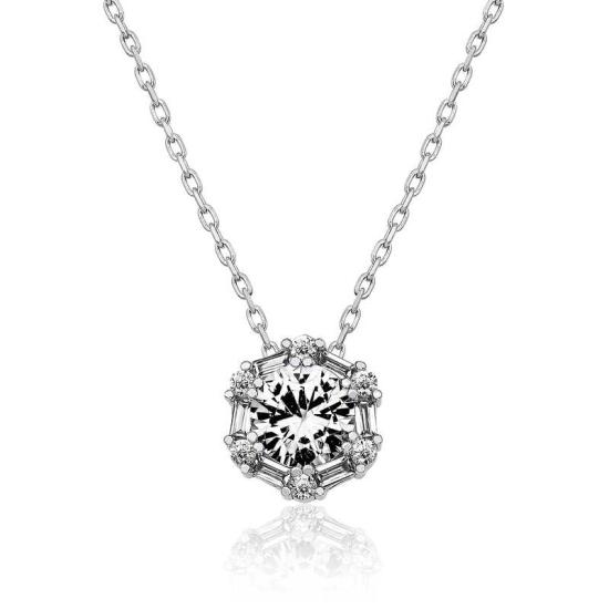 Silver Ice White Baguette Stone Women’s Necklace