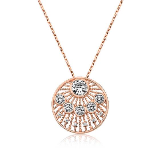 Silver Rose Ethnic Patterned Rose Women’s Necklace