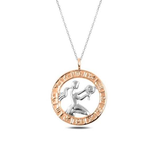 Silver Rose Virgo Zodiac Necklace