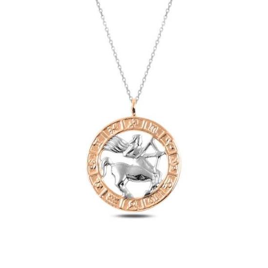 Silver Rose Sagittarius Necklace