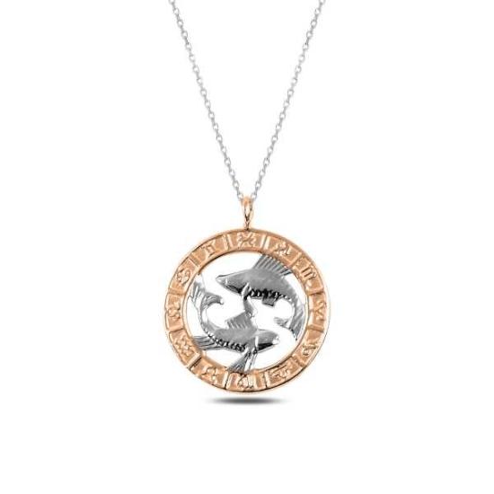 Silver Rose Pisces Necklace