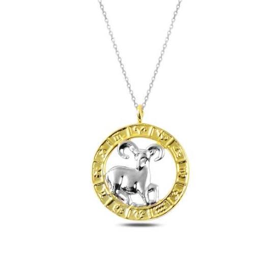 Silver Gold Aries Zodiac Necklace