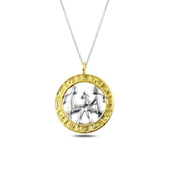 Silver Gold Gemini Zodiac Necklace