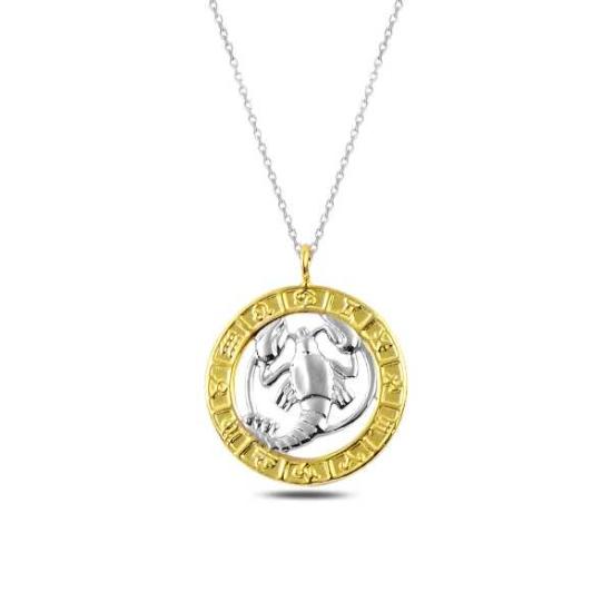 Silver Gold Cancer Zodiac Necklace