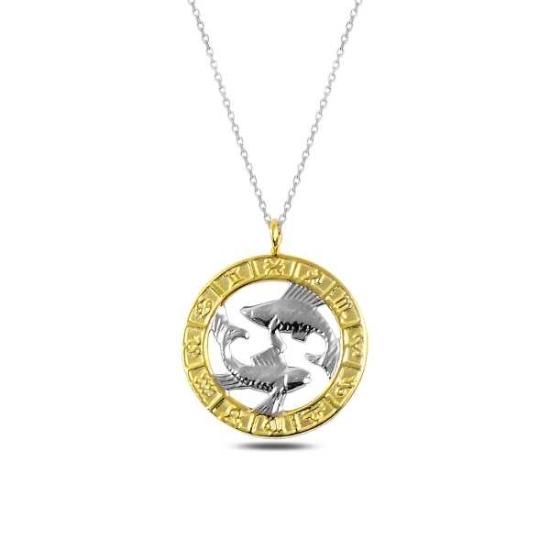 Silver Gold Pisces Zodiac Necklace