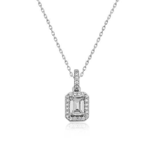 Silver Baguette Stone Women’s Necklace