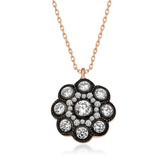 Silver Diamond Mounted Flower Women’s Necklace