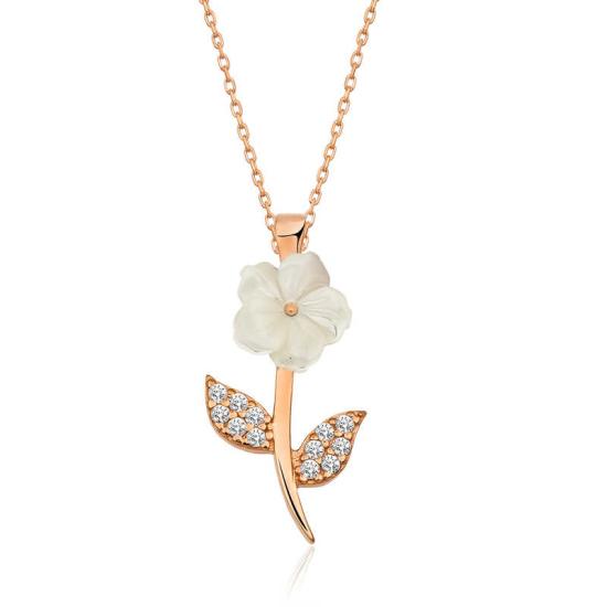 Silver Rose Spring Flower Women’s Necklace