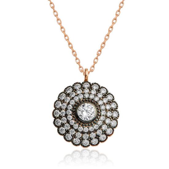 Silver Rose Diamond Mounted Flower Women’s Necklace