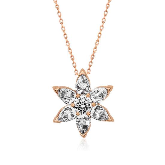 Silver Rose White Flower Necklace