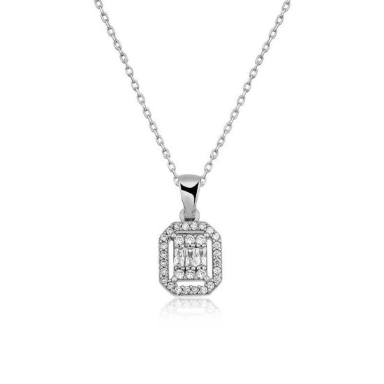 Silver Baguette Stone Women’s Necklace