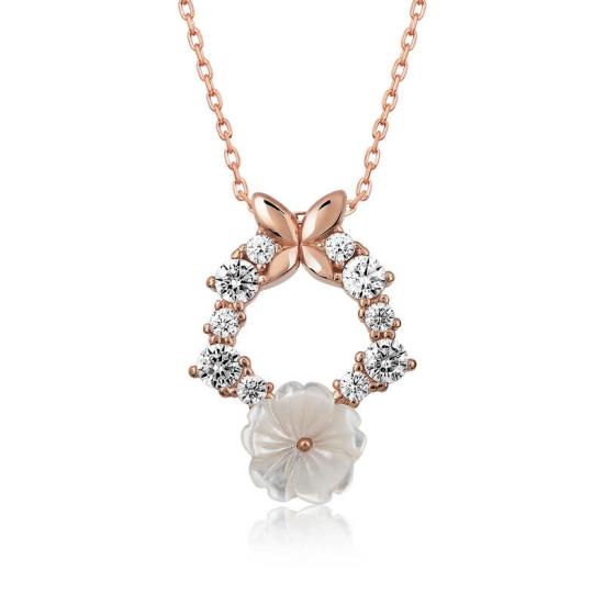 Silver Rose Spring Flower Necklace