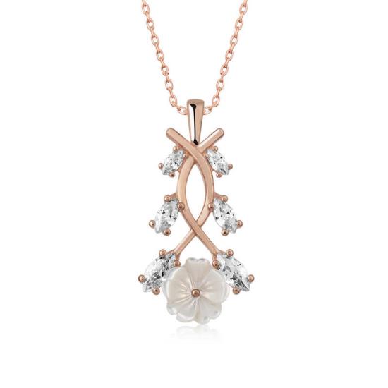 Silver Rose Spring Flower Necklace