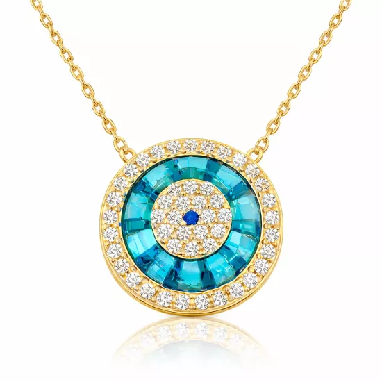 Gümüş Gold Camgöz Nazar Bayan Kolye