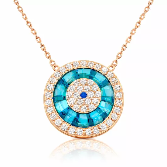 Gümüş Rose Camgöz Nazar Bayan Kolye