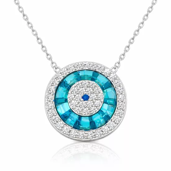 Gümüş Rodyum Camgöz Nazar Bayan Kolye