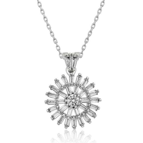 Silver Baguette Stone Women’s Necklace