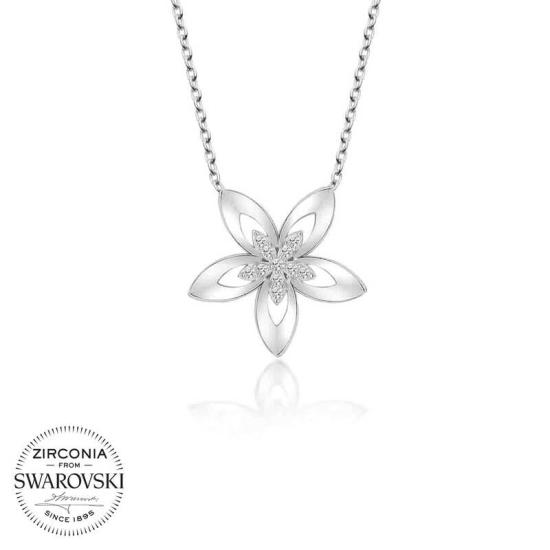 Swarovski Stone Silver Flower Women’s Necklace