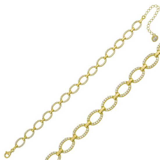Silver Gold Oval Stone Women’s Bracelet