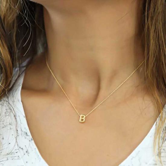 Silver Gold 3D Letter B Women’s Necklace
