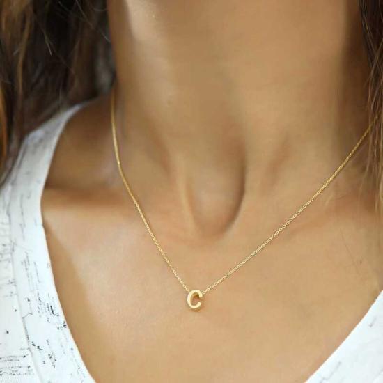 Silver Gold 3D Letter C Women’s Necklace