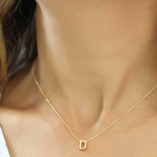 Silver Gold 3D Letter D Women’s Necklace
