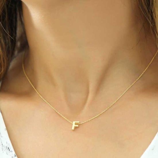 Silver Gold 3D Letter F Women’s Necklace