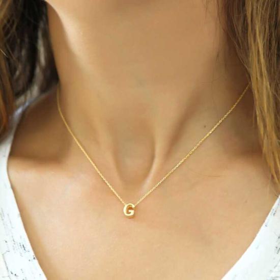 Silver Gold 3D Letter G Women’s Necklace